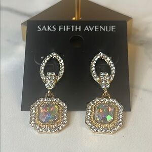 Saks Fifth Avenue Gold and Silver Crystal Earrings